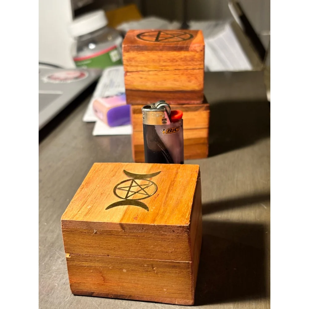 Small Spiral Goddess Acacia Wood velvety Jewelry and Trinket Box